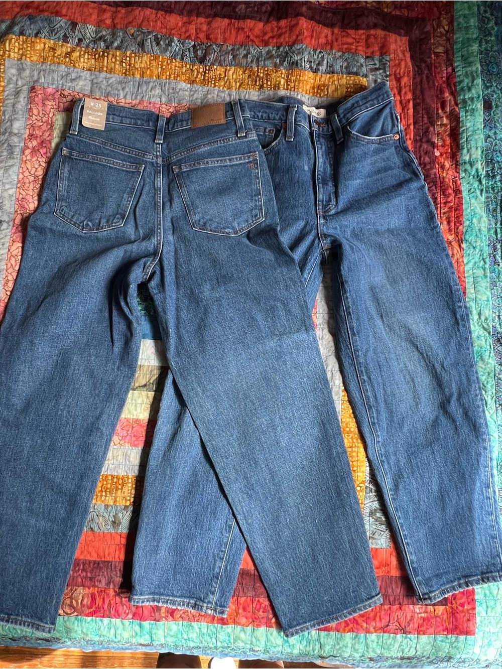 TWO Pairs - Madewell Women’s Balloon Jeans in Medium Blue Wash